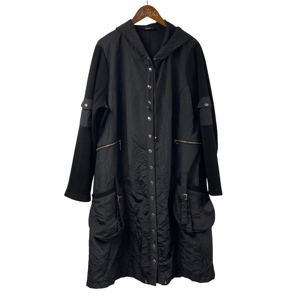 NEXX New York Black Coat With Hood 56 Vintage Lagenlook Goth